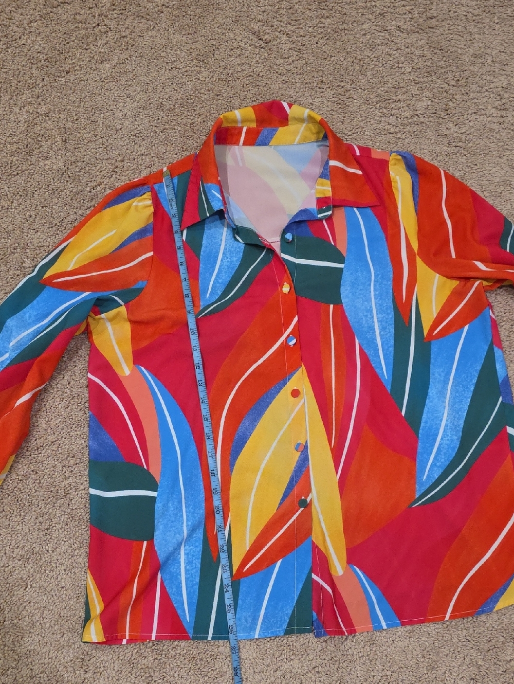 Colorful Abstract Stripe Button-Down Blouse - Picture 4 of 5